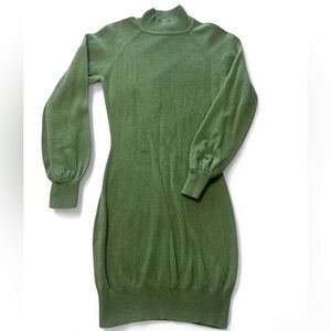 Green Mock Neck Bodycon Sweater Dress